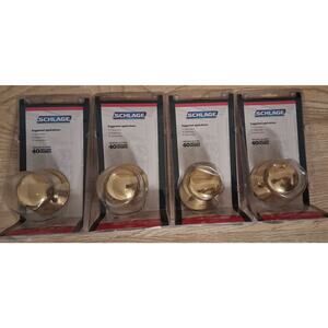 Lot Of 4 NEW Schlage Plymouth Dummy Non-turning Knob Bright Brass Unopened